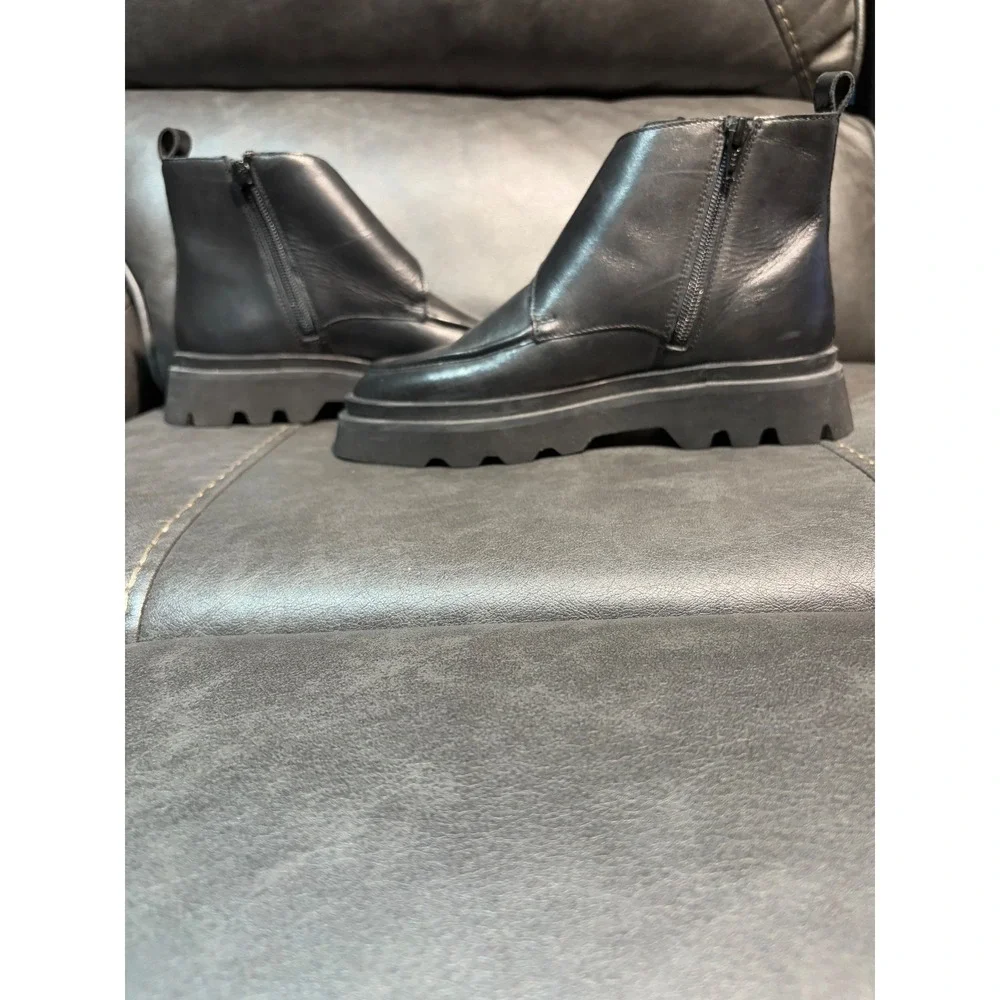 Pilcro Leather Monk Strap Platform Lug Sole Ankle Boots‎ Side Zip Womens 37